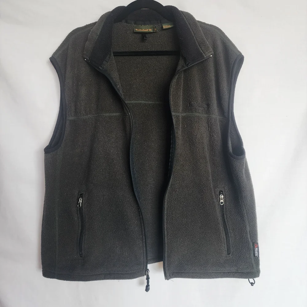 Timberland Size XL Polartec Fleece Vest Full Zip w/ Pockets Dark Forest Green - Picture 4 of 12